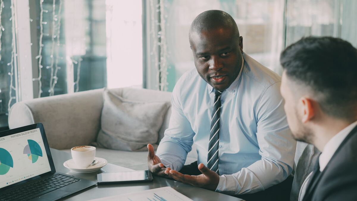 Business consultant discussing strategy with a client